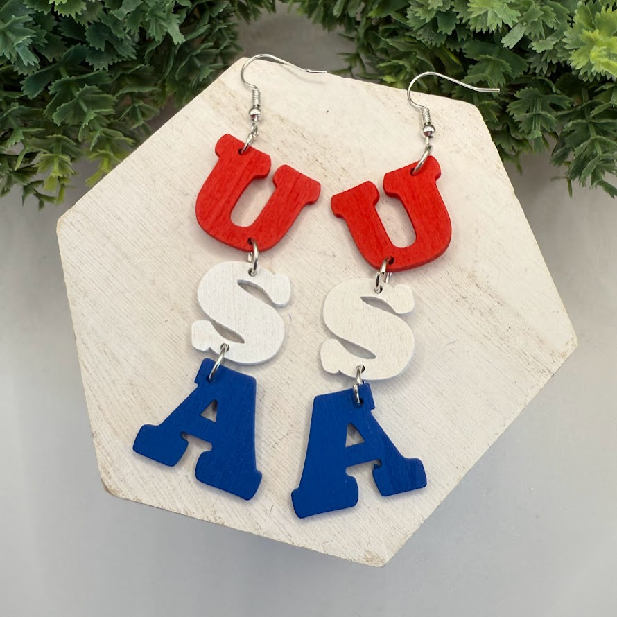 Adorable USA Dangle Earrings