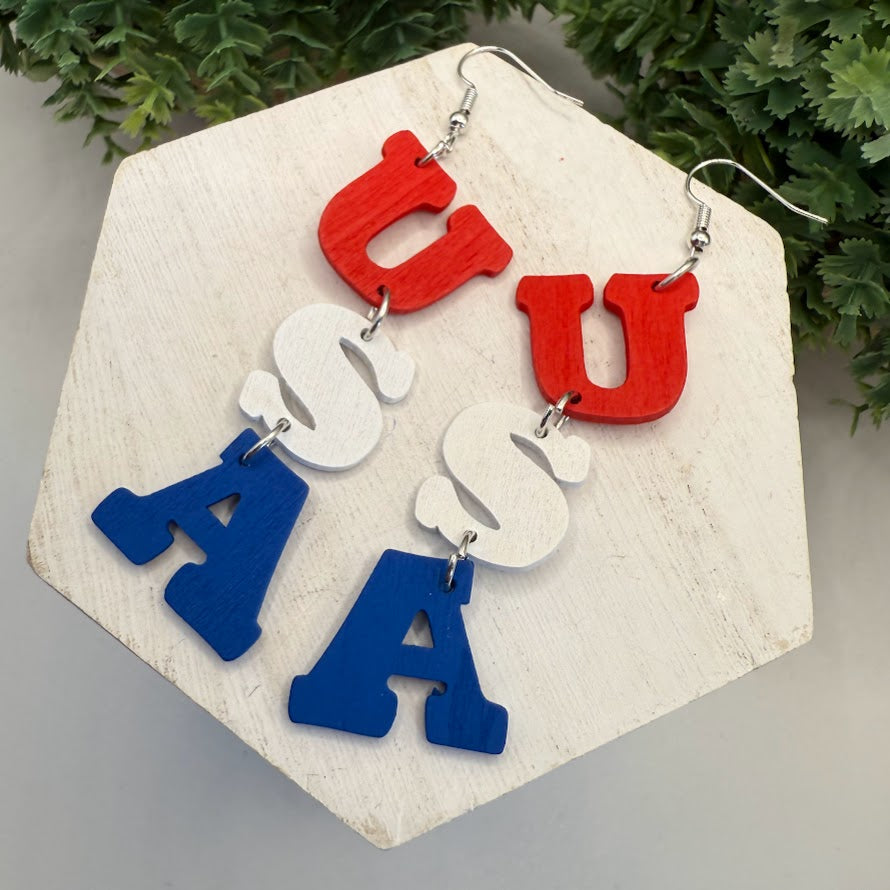 Adorable USA Dangle Earrings
