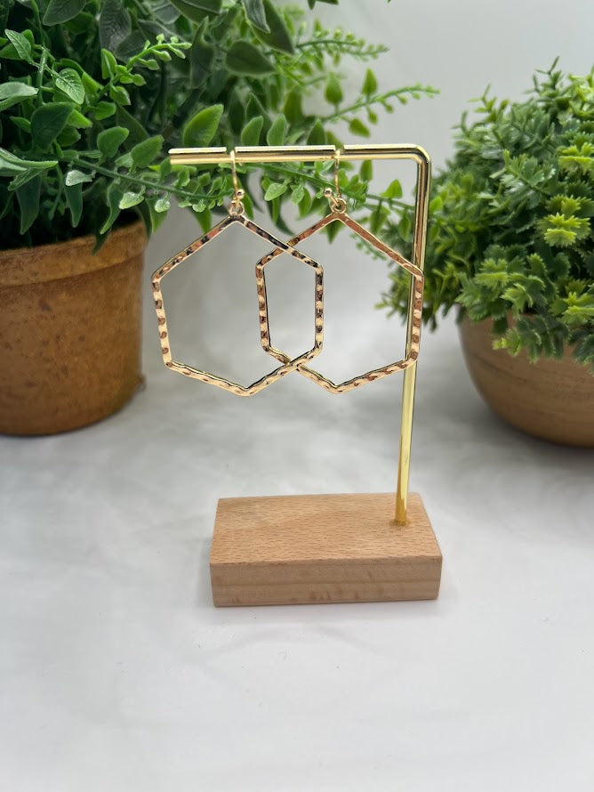 Dazzling Gold Hexagon Earrings
