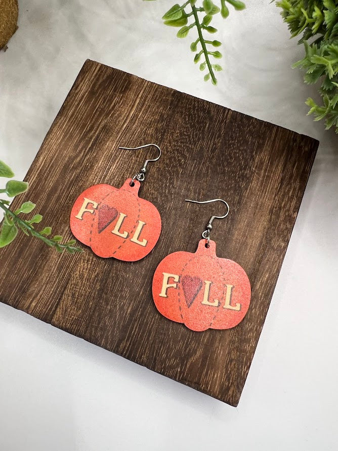 Fall Flair Pumpkin Wooden Earrings