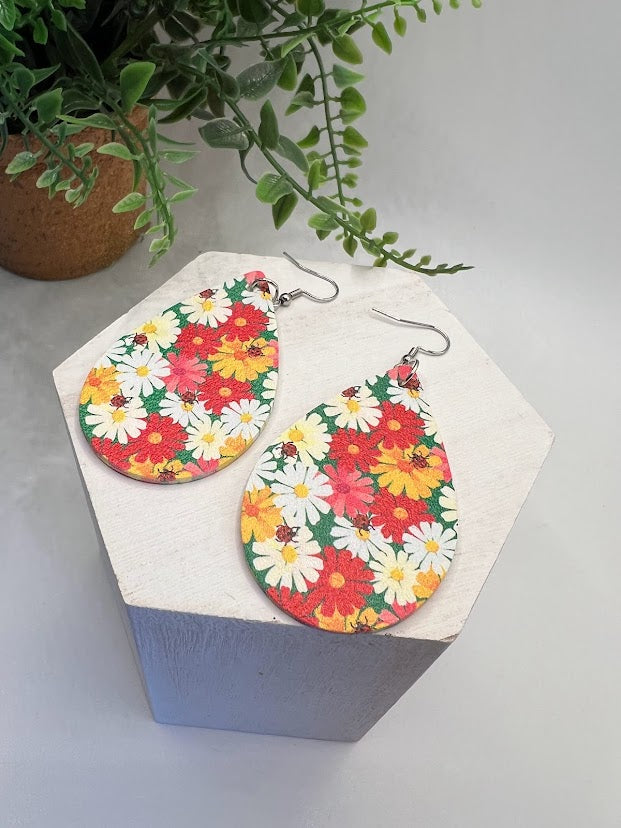 Flower Power Ladybug Earrings