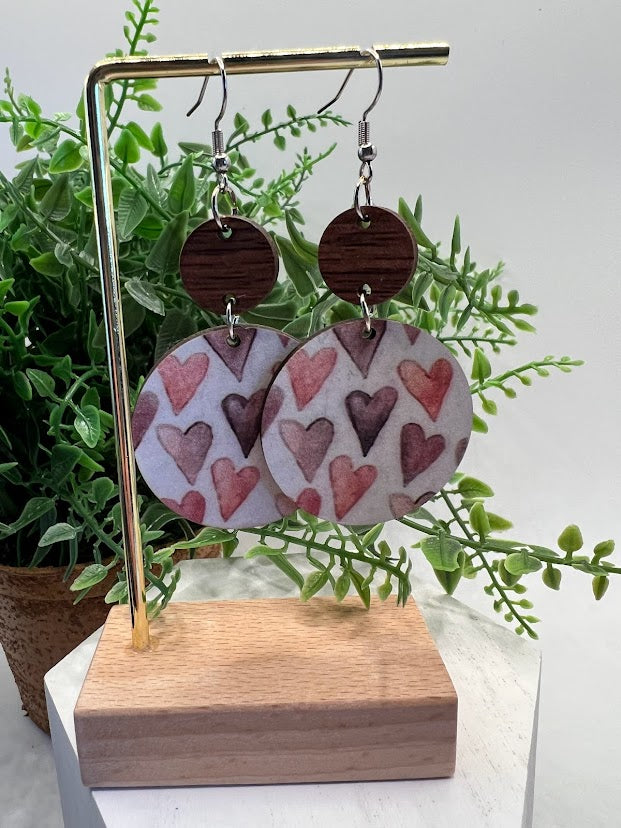 Cute And Fun Pink And Purple Heart Earrings
