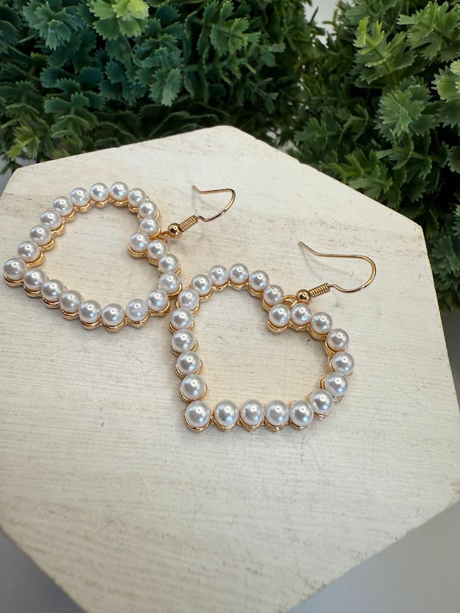 Charming Pearl Heart Earrings With Golden Accents