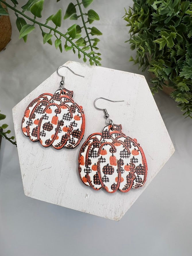 Pretty Pumpkins Lightweight Wooden Earrings