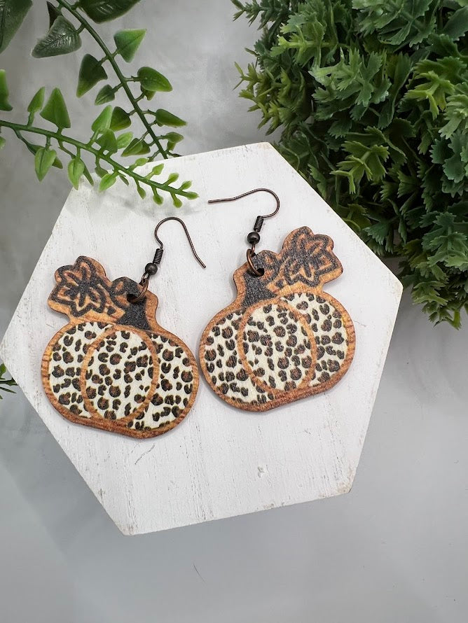 Pretty Pumpkins Lightweight Wooden Earrings