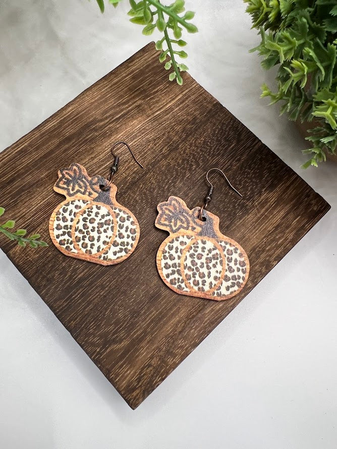 Pretty Pumpkins Lightweight Wooden Earrings