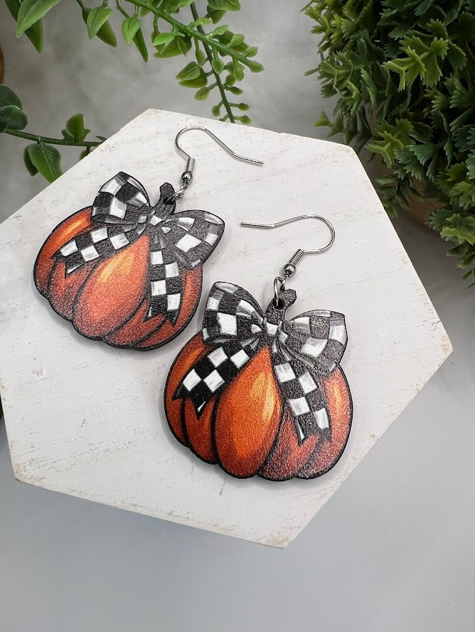 Pretty Pumpkins Lightweight Wooden Earrings