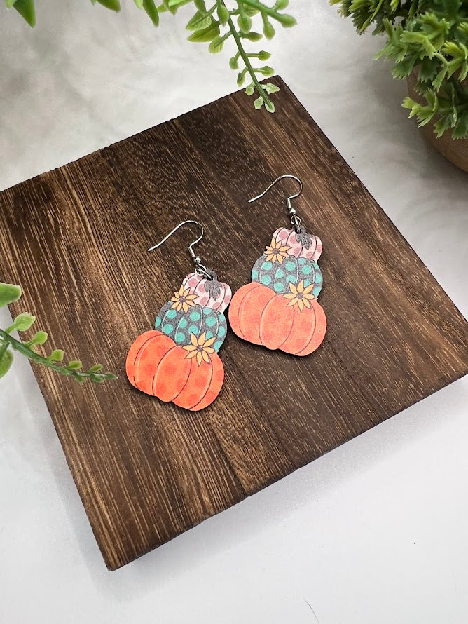Pretty Pumpkin Polka Dot Festive Earrings