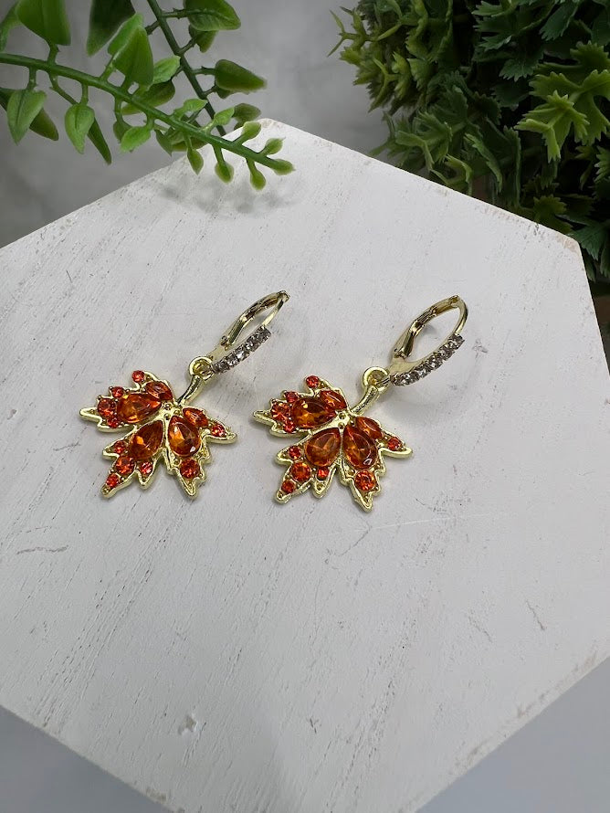 Beautiful Fall Leaf Sparklers Earrings
