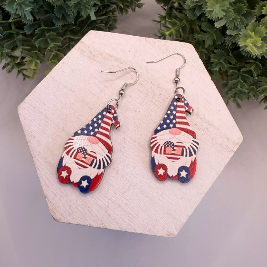 Stars And Stripes Love USA Gnome Earrings