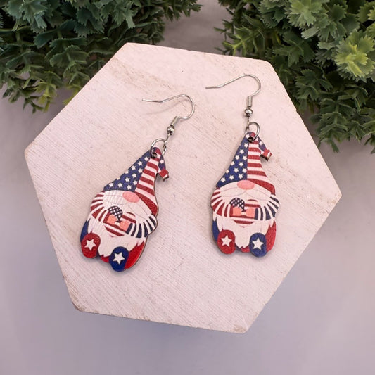 Stars And Stripes Love USA Gnome Earrings