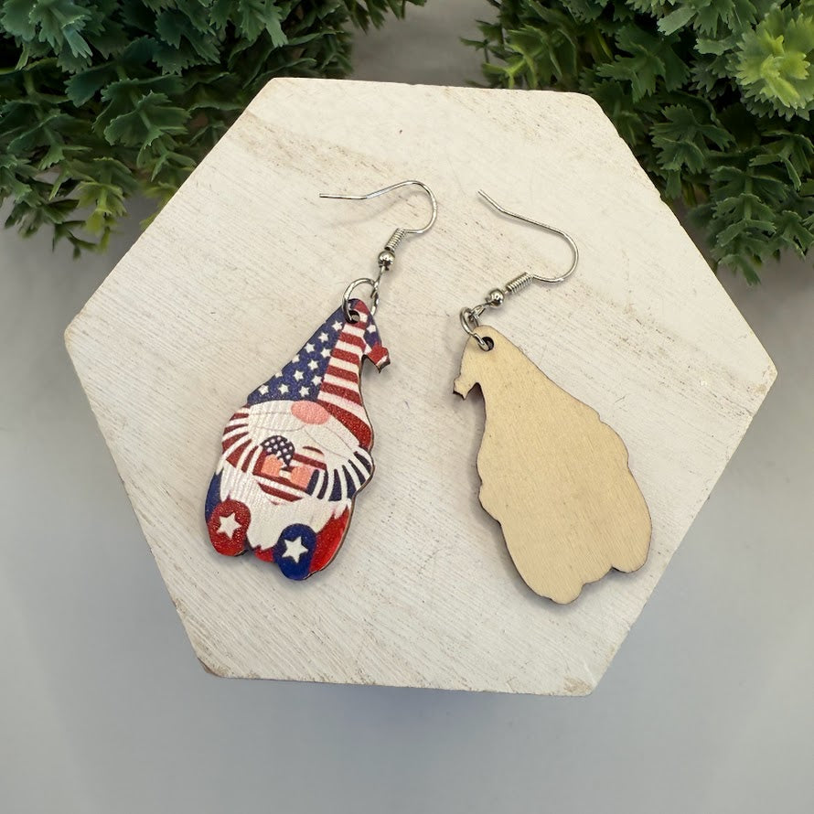 Stars And Stripes Love USA Gnome Earrings