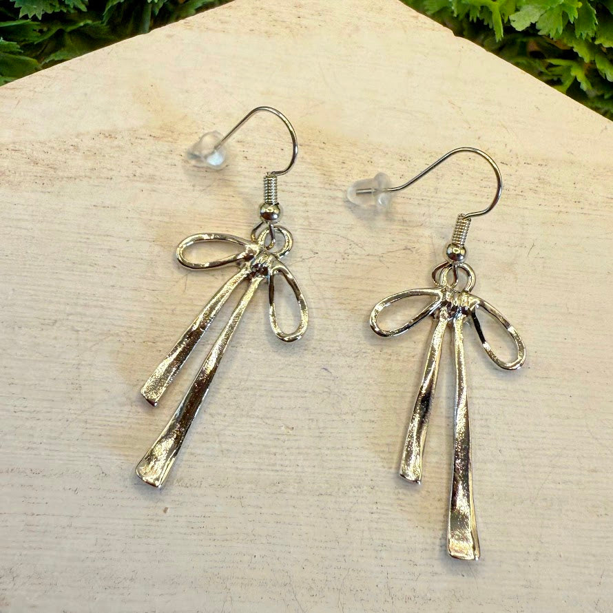 Chic Silver Bow Earrings- Best Seller!