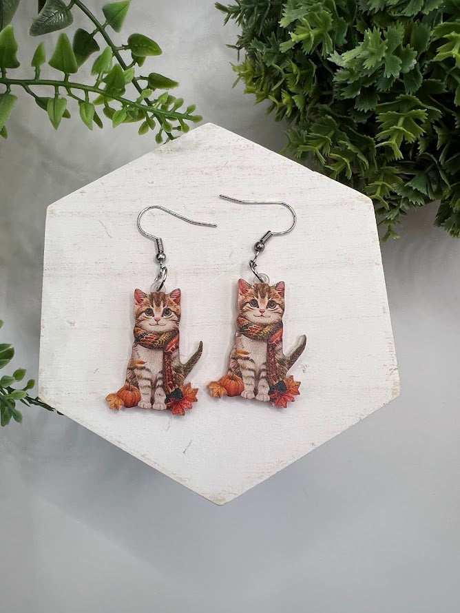 Adorable Fall Cat Earrings