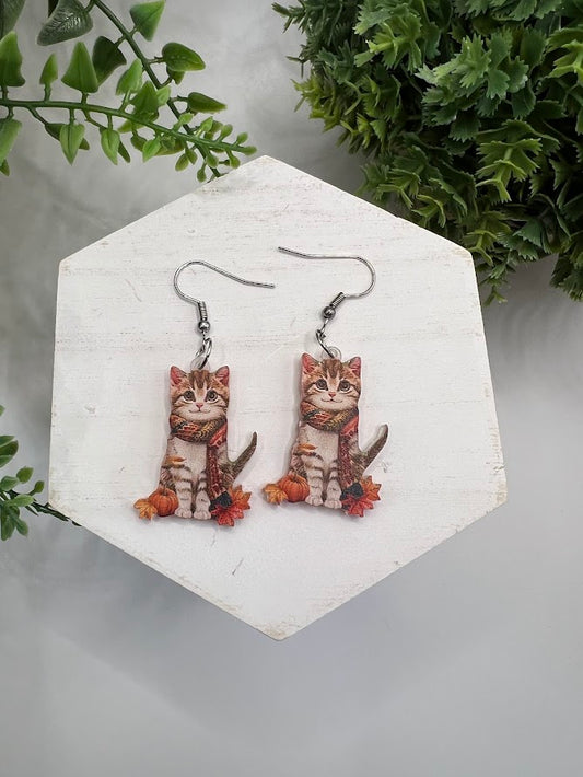 Adorable Fall Cat Earrings