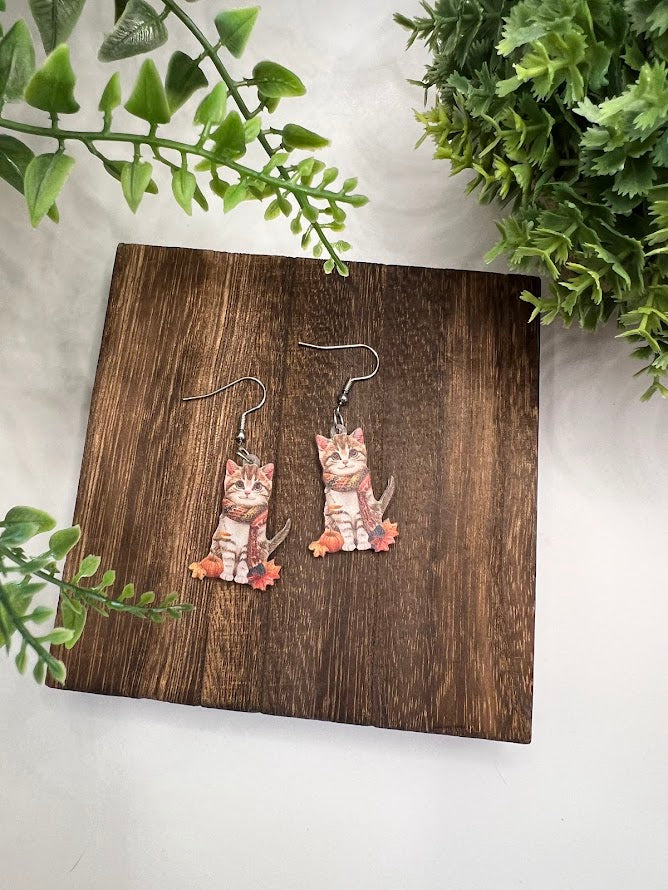 Adorable Fall Cat Earrings