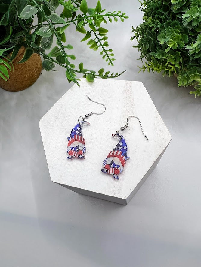 USA Gnomes Fun Fourth of July Earrings