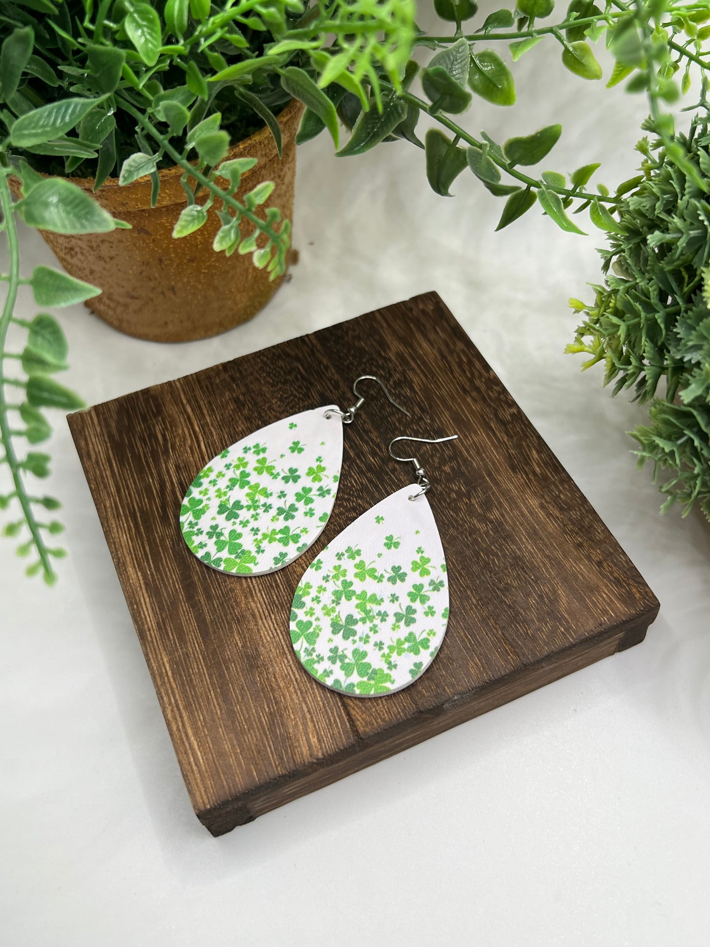 Be Lucky Shamrock Leather Earrings