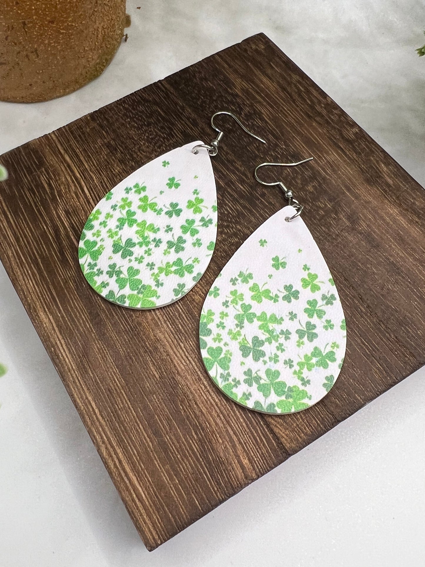 Be Lucky Shamrock Leather Earrings