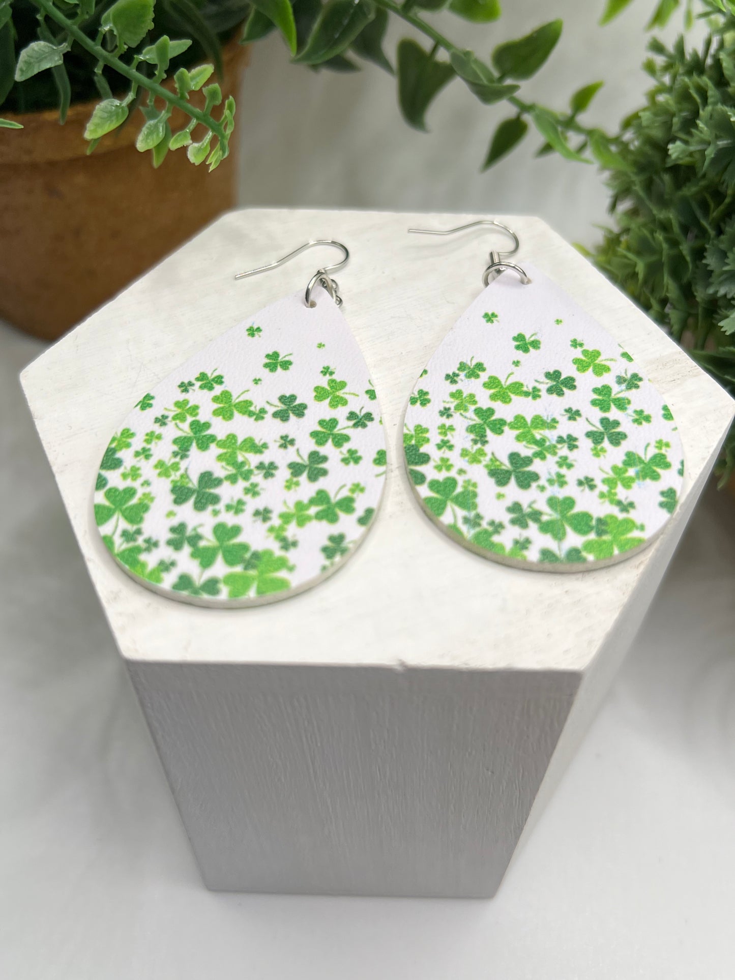 Be Lucky Shamrock Leather Earrings