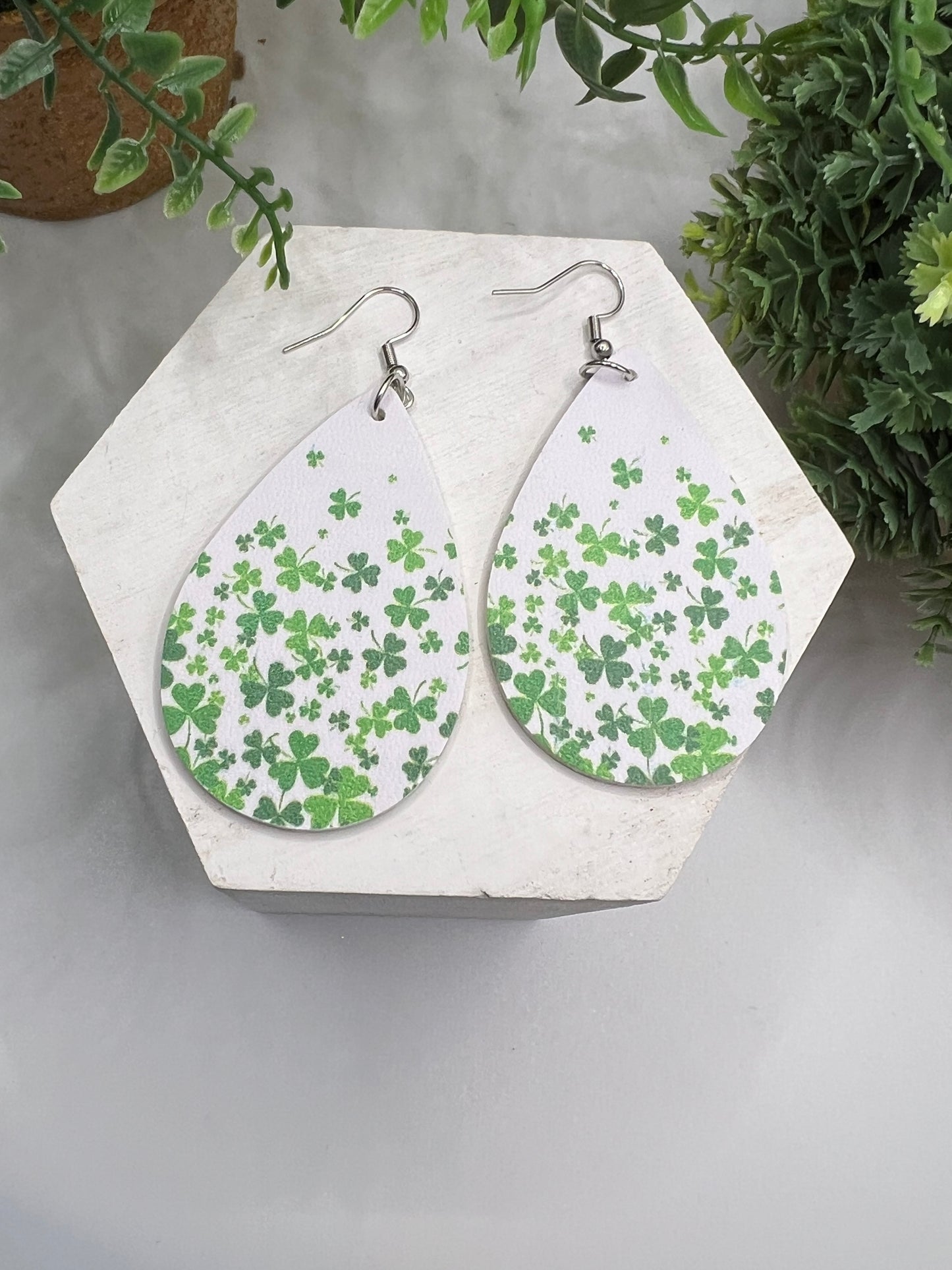 Be Lucky Shamrock Leather Earrings