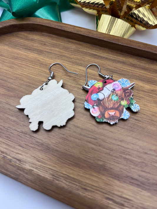 Silly Christmas Highland Cow Wrapped in Lights