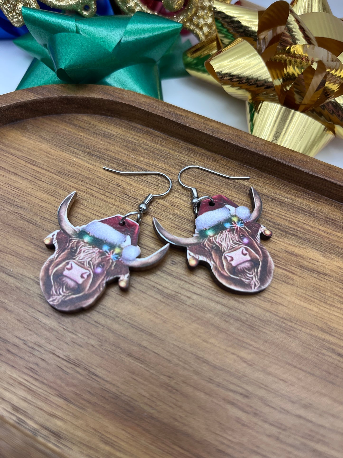 Cute Santa Claus Highland Cow