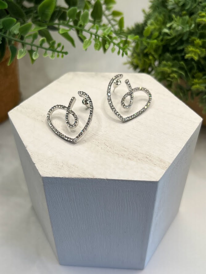 Special Sparkly Silver Heart Earrings