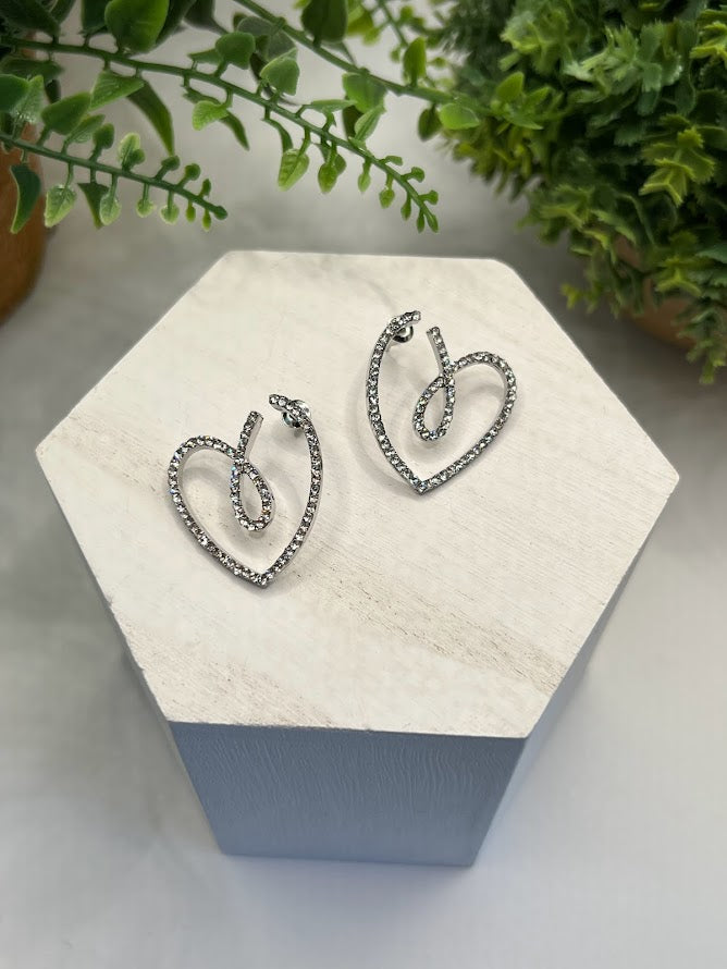 Special Sparkly Silver Heart Earrings