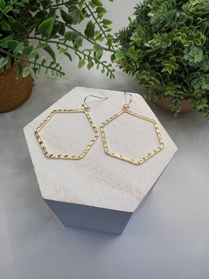 Dazzling Gold Hexagon Earrings