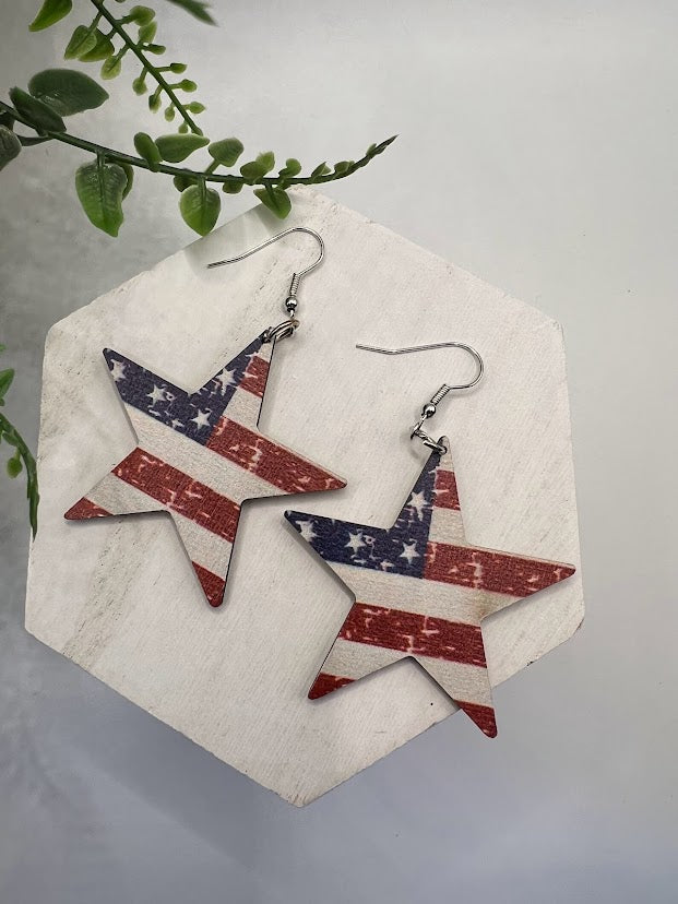 USA Stars and Stripes Patriotic Earrings