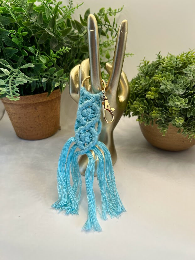 Fabulous Teal Macramé Key Ring