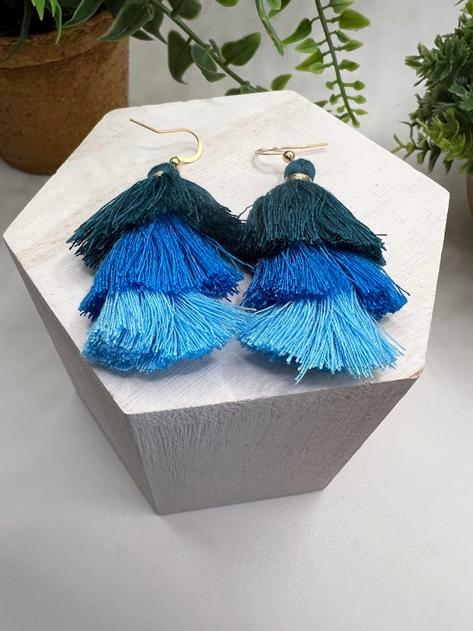 Colorful And Chic Timeless Tassel Earrings With Gold Accents - 6 Color Combo Options