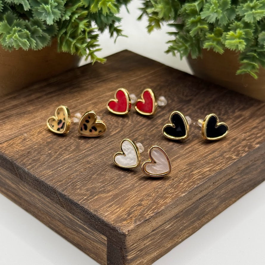 Be Mine Adorable Heart Earrings With Golden Accents