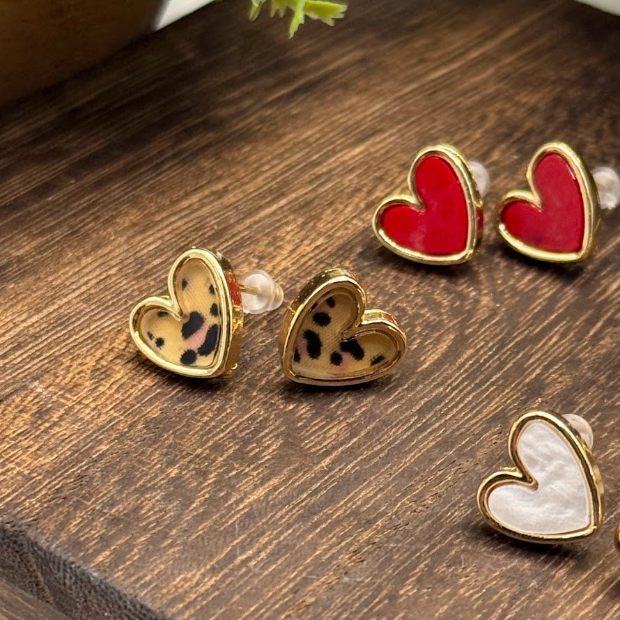 Be Mine Adorable Heart Earrings With Golden Accents