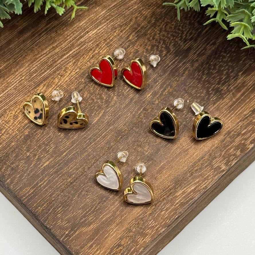Be Mine Adorable Heart Earrings With Golden Accents
