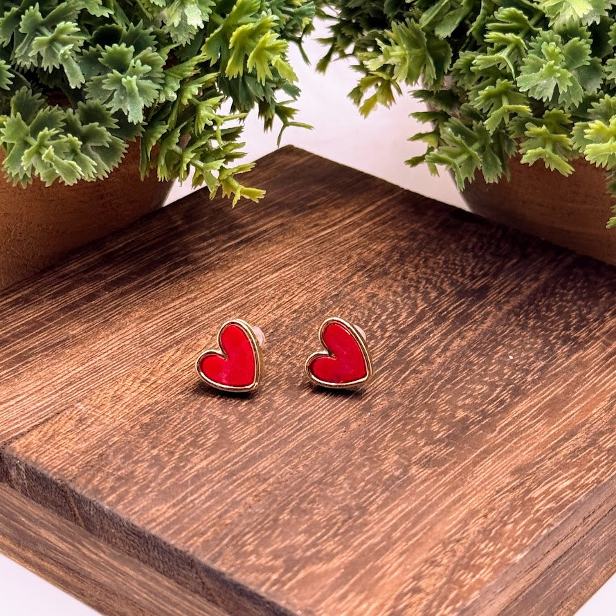 Be Mine Adorable Heart Earrings With Golden Accents