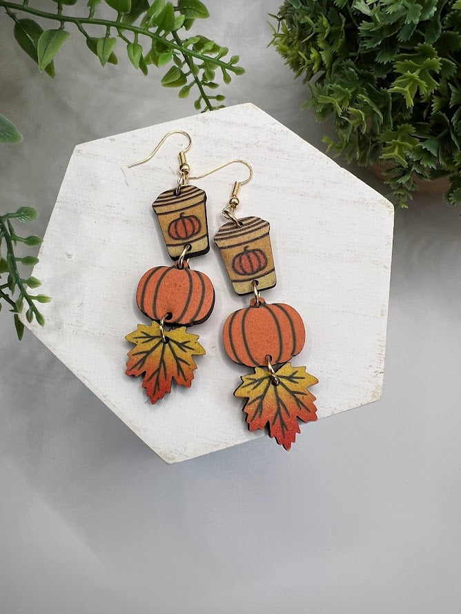 Fabulous Fall Drop Wooded Earrings