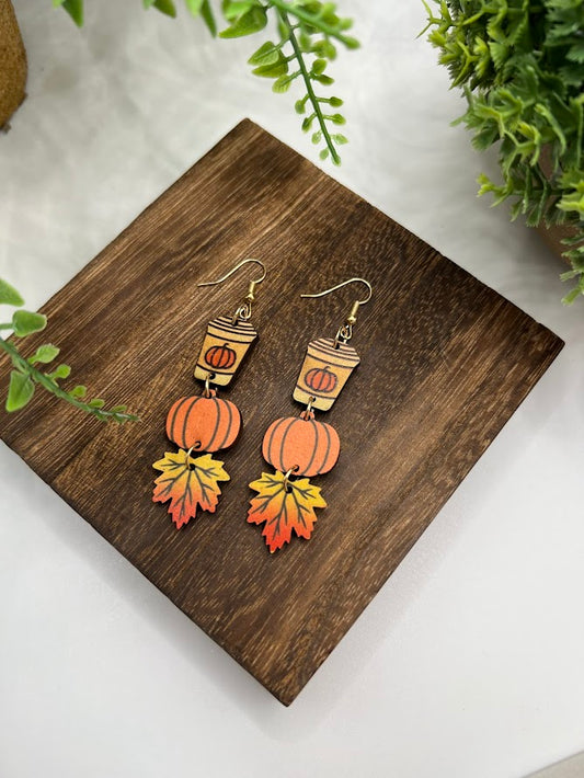 Fabulous Fall Drop Wooded Earrings