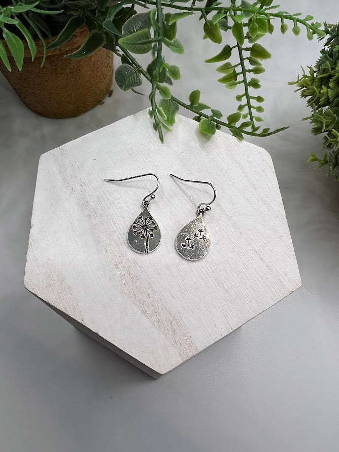 Pretty Silver Dandelion Fluff Earrings