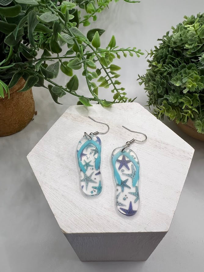 Festive Flip Flop Summer Ready Earrings With Silver Accents