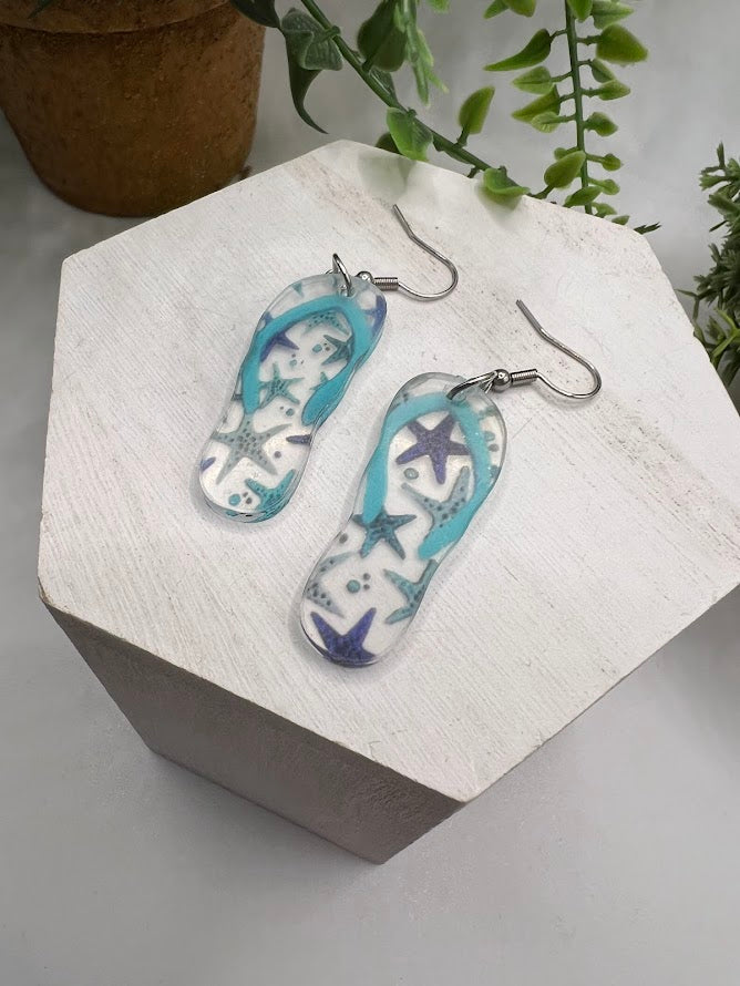 Festive Flip Flop Summer Ready Earrings With Silver Accents