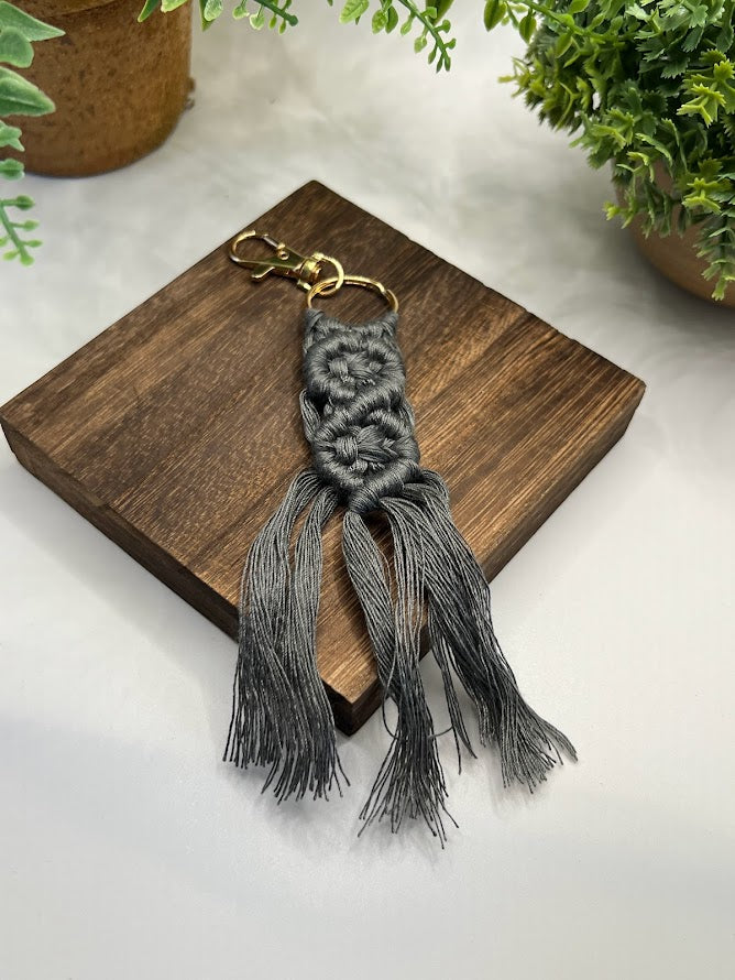 Grey Macramé Cute And Trendy Woven Keychain