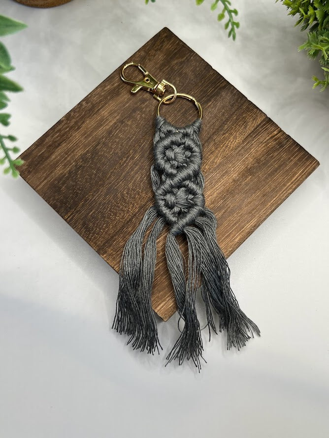 Grey Macramé Cute And Trendy Woven Keychain