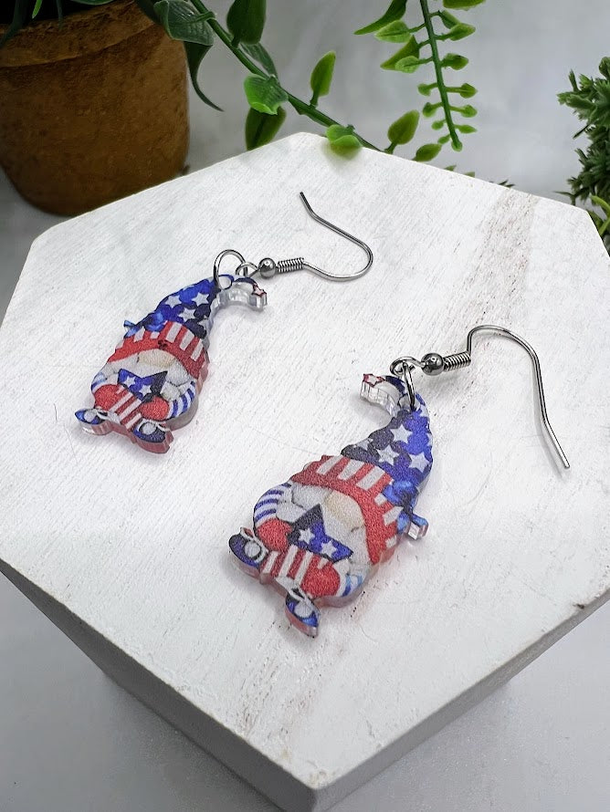 USA Gnomes Fun Fourth of July Earrings