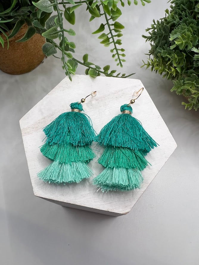 Colorful And Chic Timeless Tassel Earrings With Gold Accents - 6 Color Combo Options