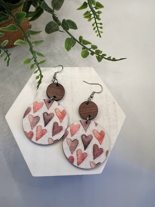 Cute And Fun Pink And Purple Heart Earrings