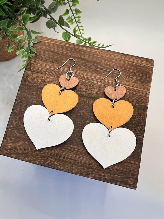 Sweet Heart Wooden Dangle Earrings