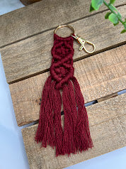 Beautiful And Trendy Maroon Macramé Key Chain