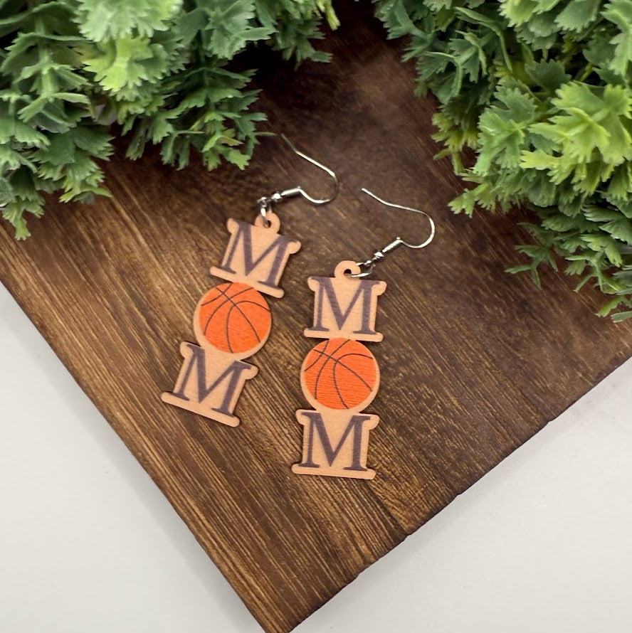 Sports Mom Wooden Earrings